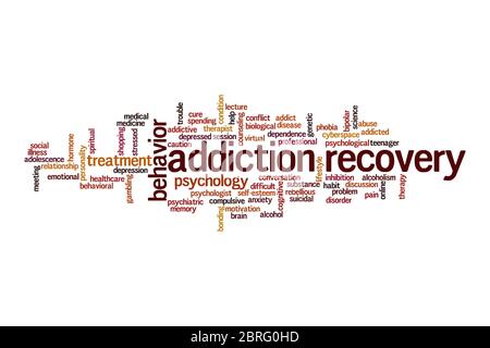 Addiction recovery cloud concept on white background Stock Photo
