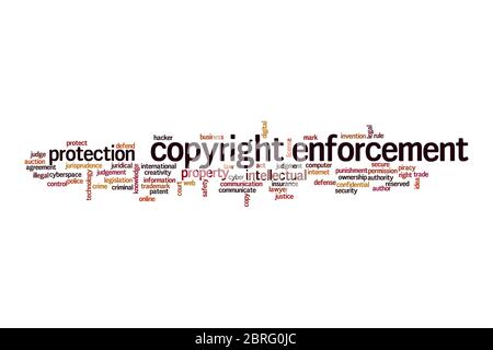 Copyright enforcement cloud concept on white background Stock Photo