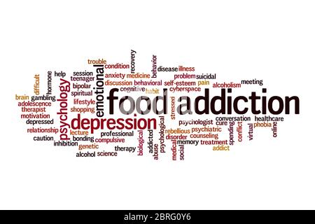 Food addiction cloud concept on white background Stock Photo