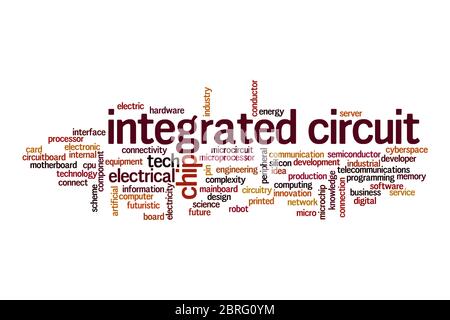 Integrated circuit cloud concept on white background Stock Photo