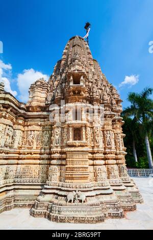 Ranakpur Jain temple or Chaturmukha Dharana Vihara is a Jain temple at Ranakpur in Rajasthan state of India Stock Photo