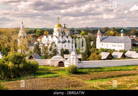 Convent of the Intercession (Pokrovsky monastery) in the ancient town of Suzdal, Russia. Golden Ring of Russia. Stock Photo
