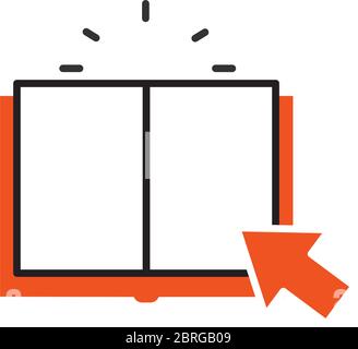 academic book with cursor icon over white background, line block style ...