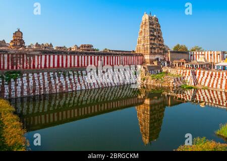 Virupaksha Temple at Hampi, was the centre of the Hindu Vijayanagara Empire in Karnataka state in India Stock Photo