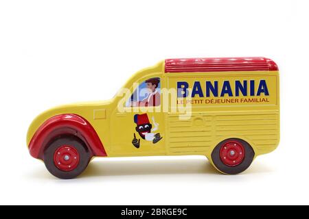 Tin Citroën, truck with Banania sign, isolated in a white background Stock Photo