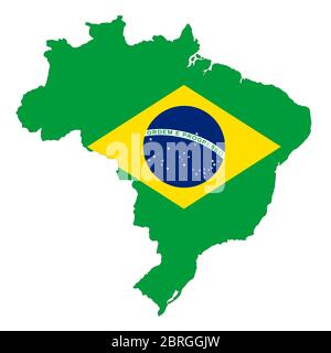 Brazil map on white background with clipping path Stock Photo