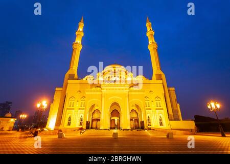 The Al Noor Mosque is a main mosque located on the Khaled lagoon at the Buhaira Corniche in Sharjah city, UAE Stock Photo