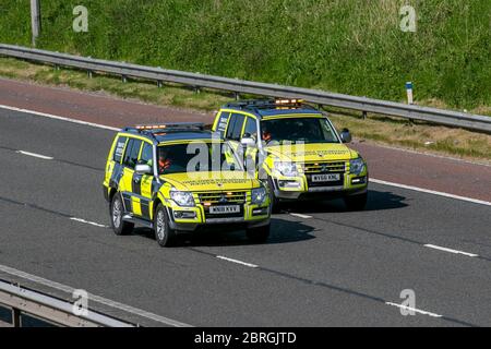 Chorley, Lancashire. 21st May, 20020 UK Weather; Heavy traffic on the M6 as the return to work picks up momentum. Congestion leads to the inevitable breakdown and mishap blocking traffic south bound.   Credit: MediaWorldImages/AlamyLiveNews Stock Photo