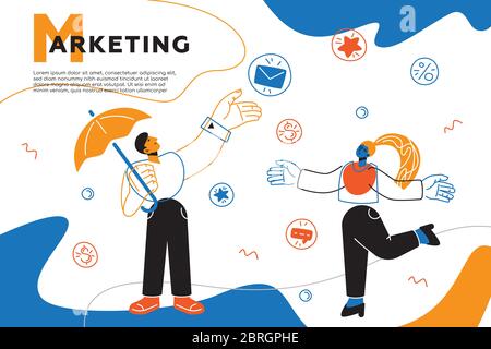 Marketing - colorful flat design style web banner Stock Vector