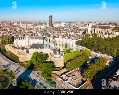 Nantes aerial panoramic view. Nantes is a city in Loire-Atlantique region in France Stock Photo