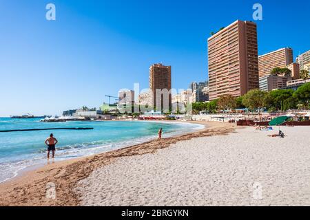 Monte Carlo beach in Monaco, country on the French Riviera near France in Europe Stock Photo