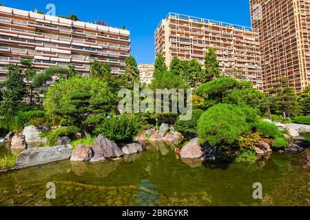 Japanese Garden or Jardin Japonais is a municipal public park in Monte Carlo in Monaco Stock Photo