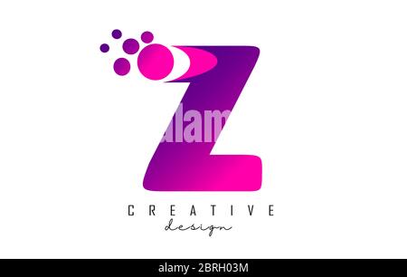 Z Dots Letter Logo with Purple Pink Bubbles Vector Illustration. Dots illustration with Z letter. Stock Vector