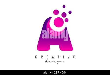 H Dots Letter Logo with Purple Pink Bubbles Vector Illustration. Dots ...