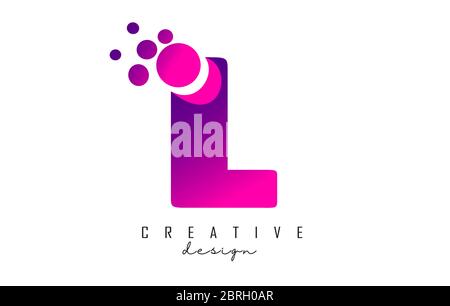 H Dots Letter Logo with Purple Pink Bubbles Vector Illustration. Dots ...