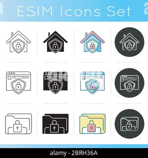 Internet security system icons set Stock Vector