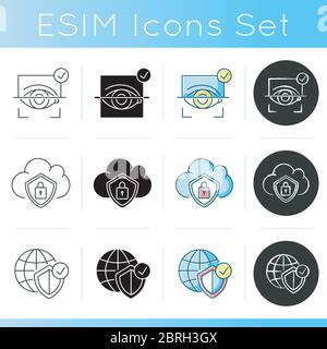 Personal information protection icons set Stock Vector