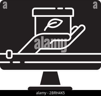Giveaway video black glyph icon Stock Vector