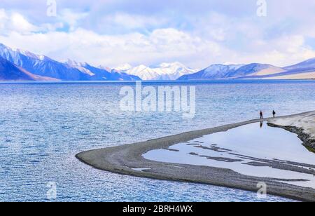 Pangong lake located in Ladakh, India. Stock Photo