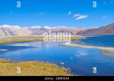 Pangong lake located in Ladakh, India. Stock Photo