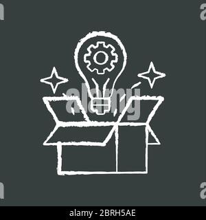 Creative solution chalk white icon on black background Stock Vector