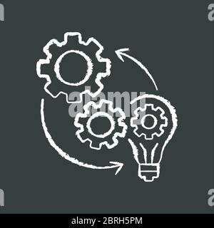 Implementation chalk white icon on black background Stock Vector