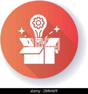 Creative solution red flat design long shadow glyph icon Stock Vector