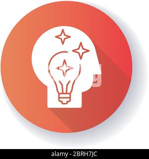 Idea generation red flat design long shadow glyph icon Stock Vector