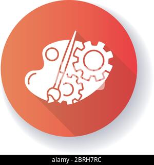 Creative process red flat design long shadow glyph icon Stock Vector