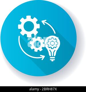 Implementation blue flat design long shadow glyph icon Stock Vector