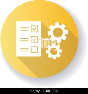 Technical task yellow flat design long shadow glyph icon Stock Vector