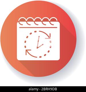 Deadline red flat design long shadow glyph icon Stock Vector