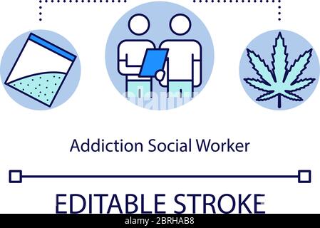 Addiction social worker concept icon Stock Vector