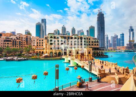 DUBAI, UAE - FEBRUARY 25, 2019: Souk Al Bahar is an arabian market located near the the Dubai Mall in UAE Stock Photo