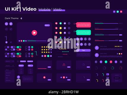 Video UI elements kit Stock Vector