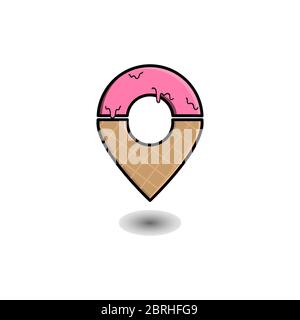 ice cream map pointer vector design template illustration Stock Vector