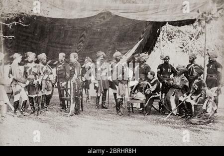 1860s' vintage photograph - British army in India - officers of the 19th Bengal Lancers Stock Photo