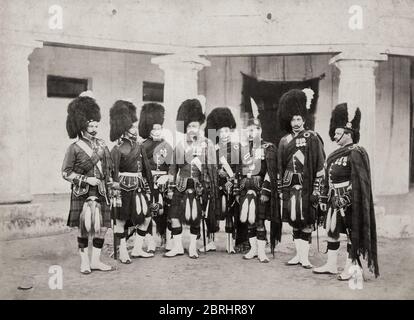 1860s' vintage photograph - British army in India - NCOs of the 79th Highlanders Stock Photo