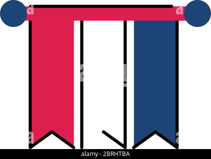 france flag line and fill style icon design, Bastille day and french theme Vector illustration Stock Vector
