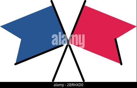 france flags line and fill style icon design, Bastille day and french theme Vector illustration Stock Vector