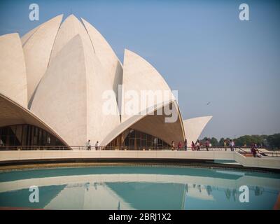 New Delhi, India - November 28, 2018: People visiting Lotus Temple. Stock Photo