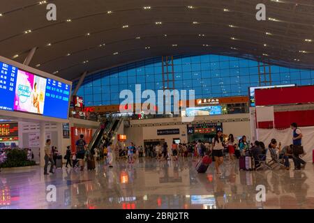 Shenzhen / China - July 27, 2015: Shenzhenbei (Shenzhen North) Railway Station, large intercity railway station in Longhua, Baoaan District of Shenzhe Stock Photo