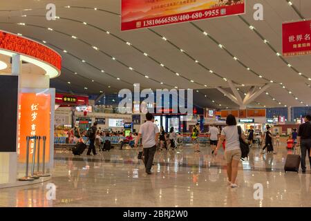 Shenzhen / China - July 27, 2015: Shenzhenbei (Shenzhen North) Railway Station, large intercity railway station in Longhua, Baoaan District of Shenzhe Stock Photo