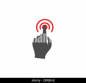Gesture icon - hand presses a button vector icon Stock Vector