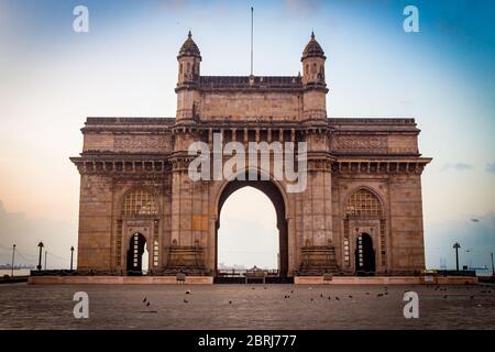 Gateway of India in Mumbai, Maharashtra, India. The most popular tourist attraction, it is the icon of the city of Mumbai. Famous Gateway of India. Stock Photo