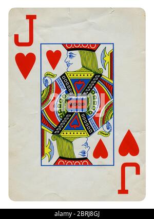 Jack of Hearts Vintage playing card - isolated on white (clipping path included) Stock Photo