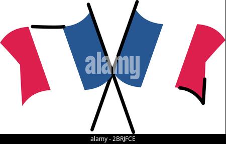 france flags line and fill style icon design, Bastille day and french theme Vector illustration Stock Vector