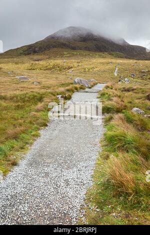 View of a trail at Letterfrack, Connemara National Park, County Galway, Ireland. Stock Photo