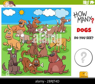 how many cartoon dogs counting game coloring page Stock Vector Image ...