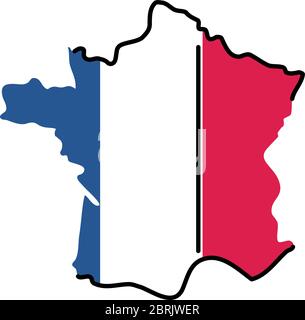 france map line and fill style icon design, Bastille day and french theme Vector illustration Stock Vector